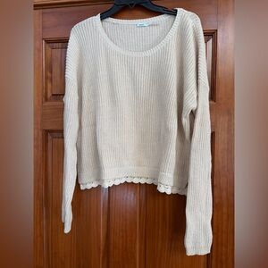 Women's Cream Sweater with Beautiful crochet hem